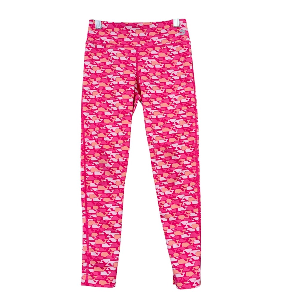 Vineyard Vines Performance Leggings Girls S Polyester Spandex Pink Whale Print